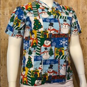 Frosty the Snowman Christmas Scrub Top